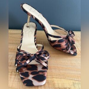 Jessica Simpson Cornilia Leopard Print Stiletto Heels Sandals 7.5